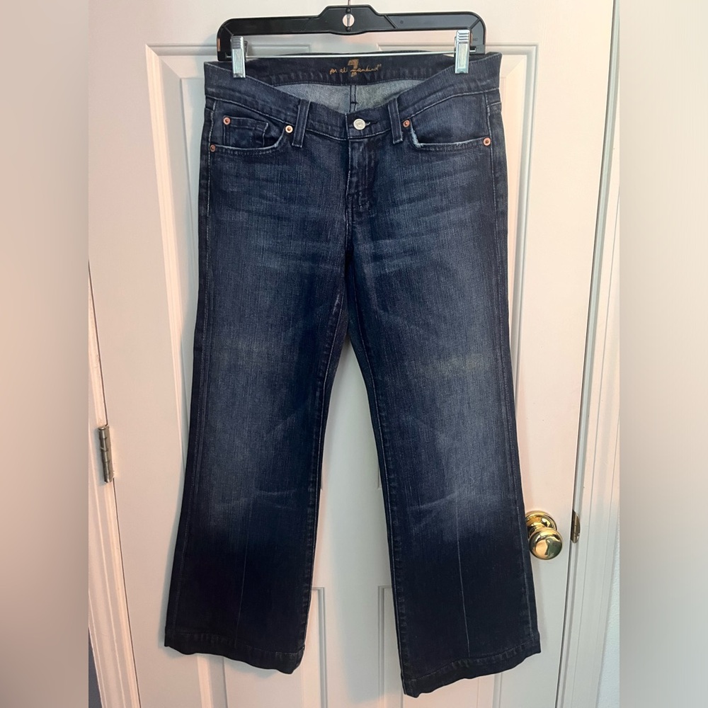 7 For All Mankind Wide Leg Jeans in Dark Wash